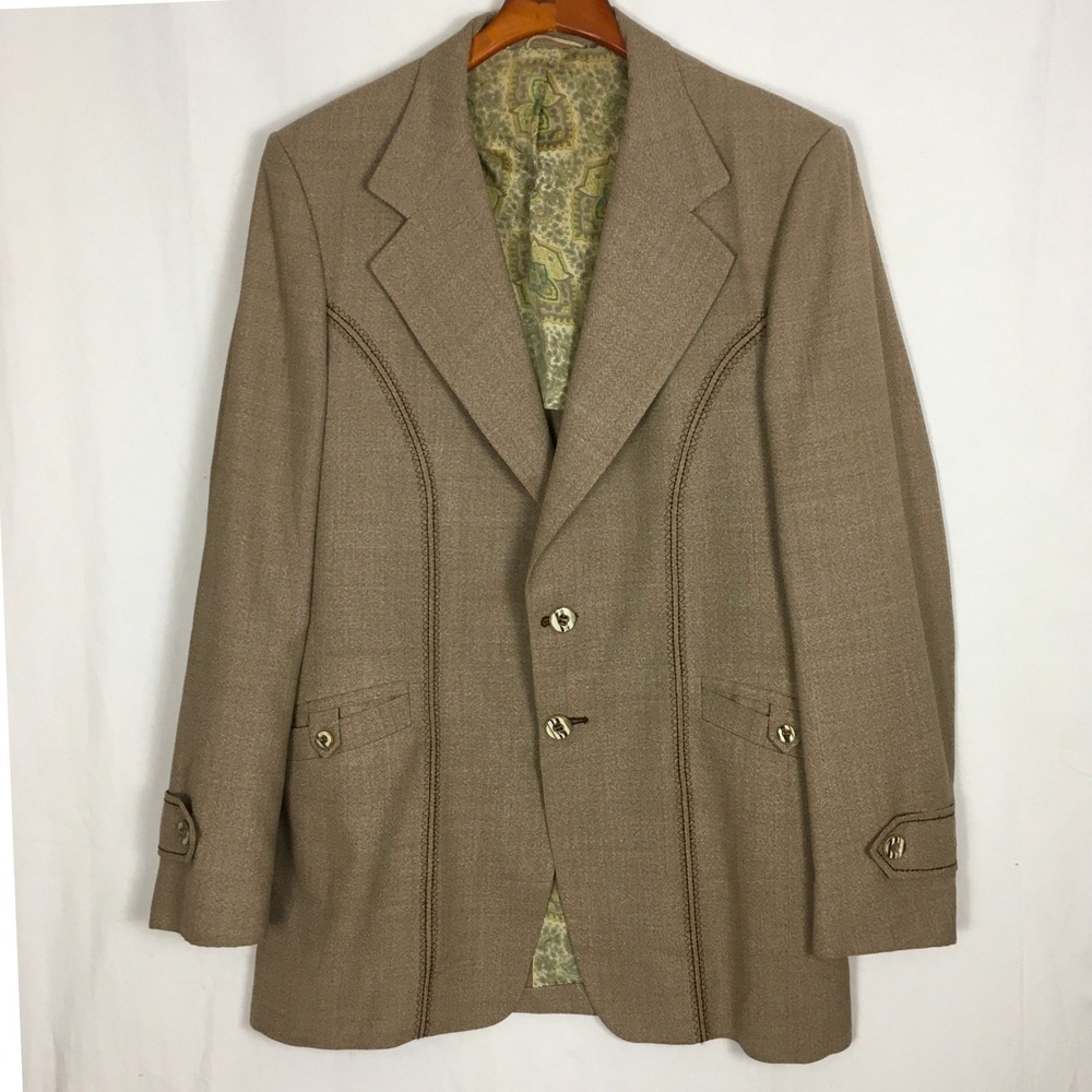 J. Howard‎ Ltd. Vintage 70s Men's Western Blazer Sports Coat Tan